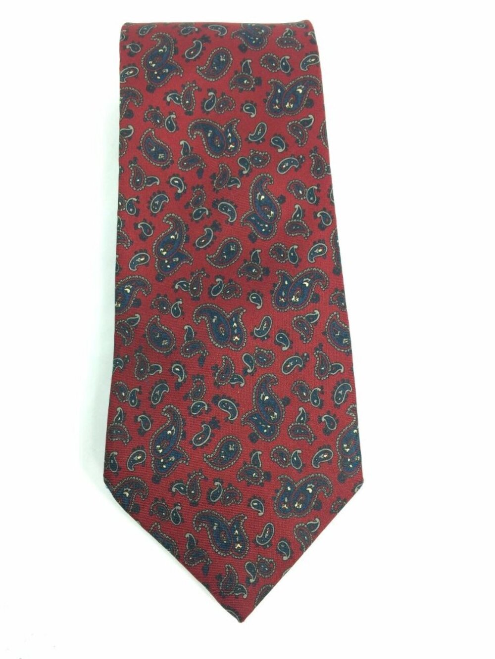 Christian Dior Men's Classic Tie Burgundy Navy Paisley 100% Silk 58"